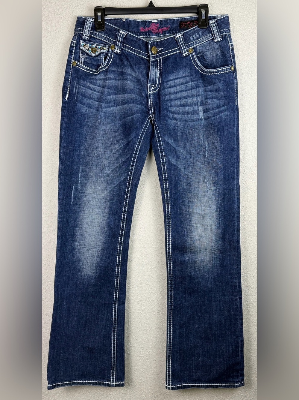 Rock & Roll Cowgirl Embellished Bootcut Jeans 32x34 Y2K Western